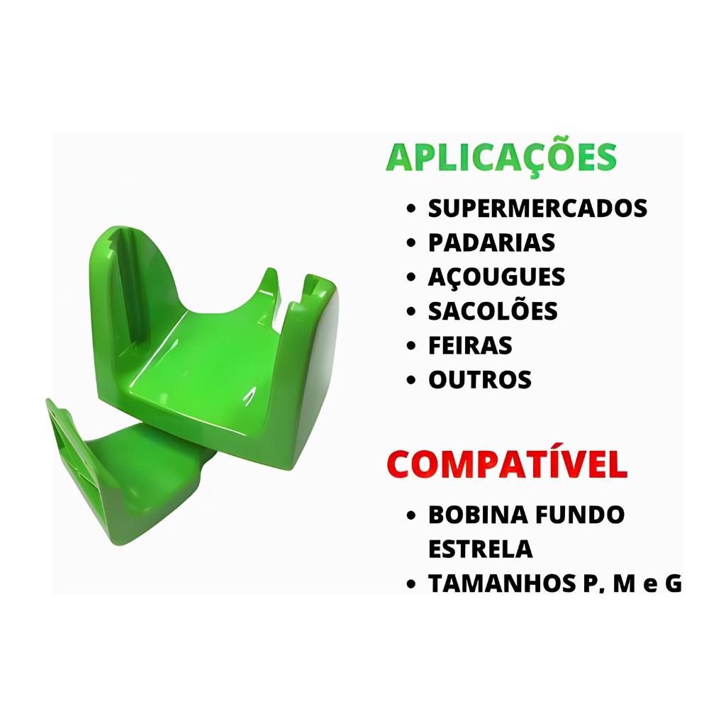 Aplicações Kit Suporte para Bobina Com Base Parede Tipo L Verde - 2 UNIDADES